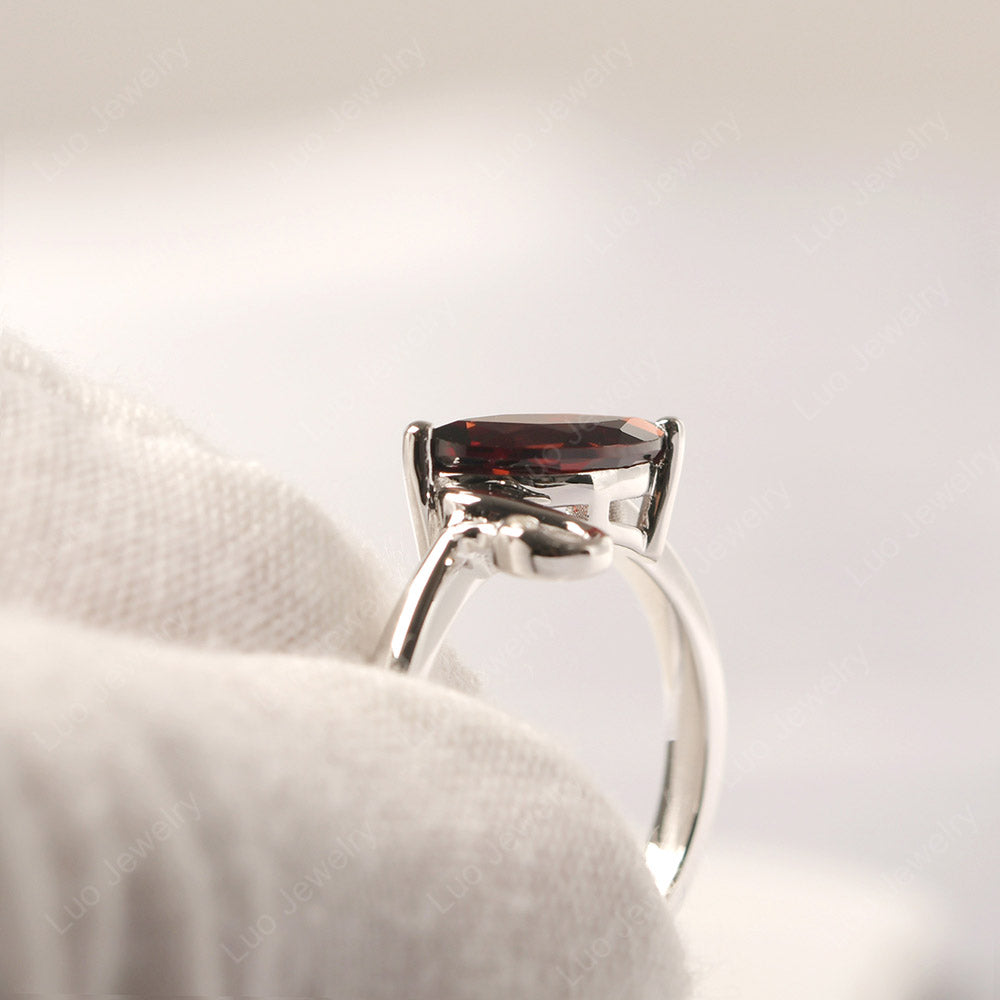 Garnet Ring Swan Engagement Ring - LUO Jewelry