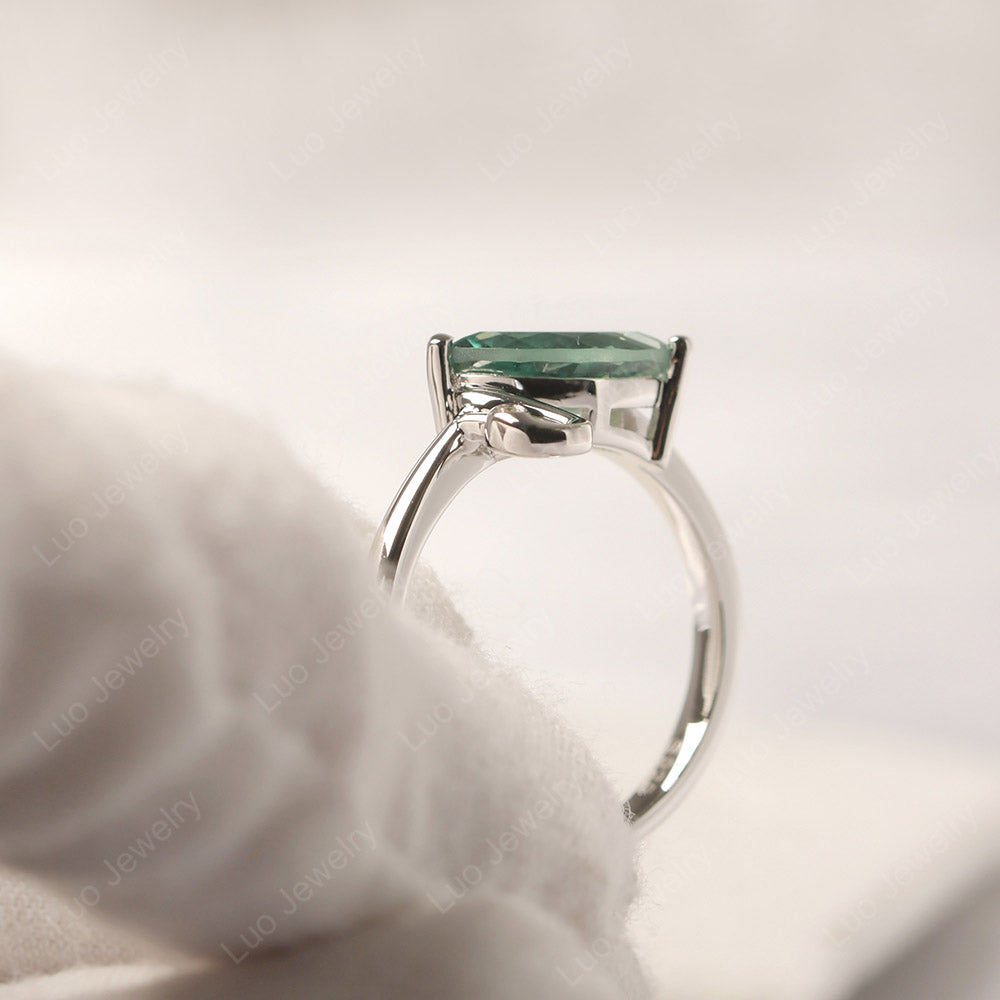 Green Sapphire Ring Swan Engagement Ring - LUO Jewelry