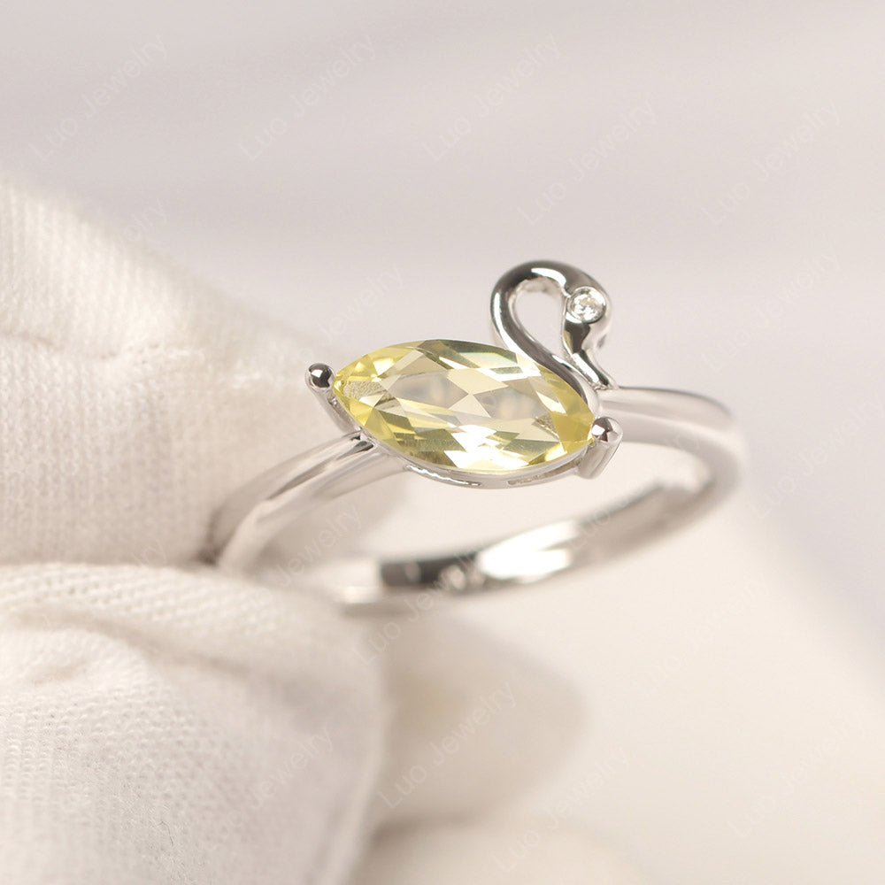 Lemon Quartz Ring Swan Engagement Ring - LUO Jewelry