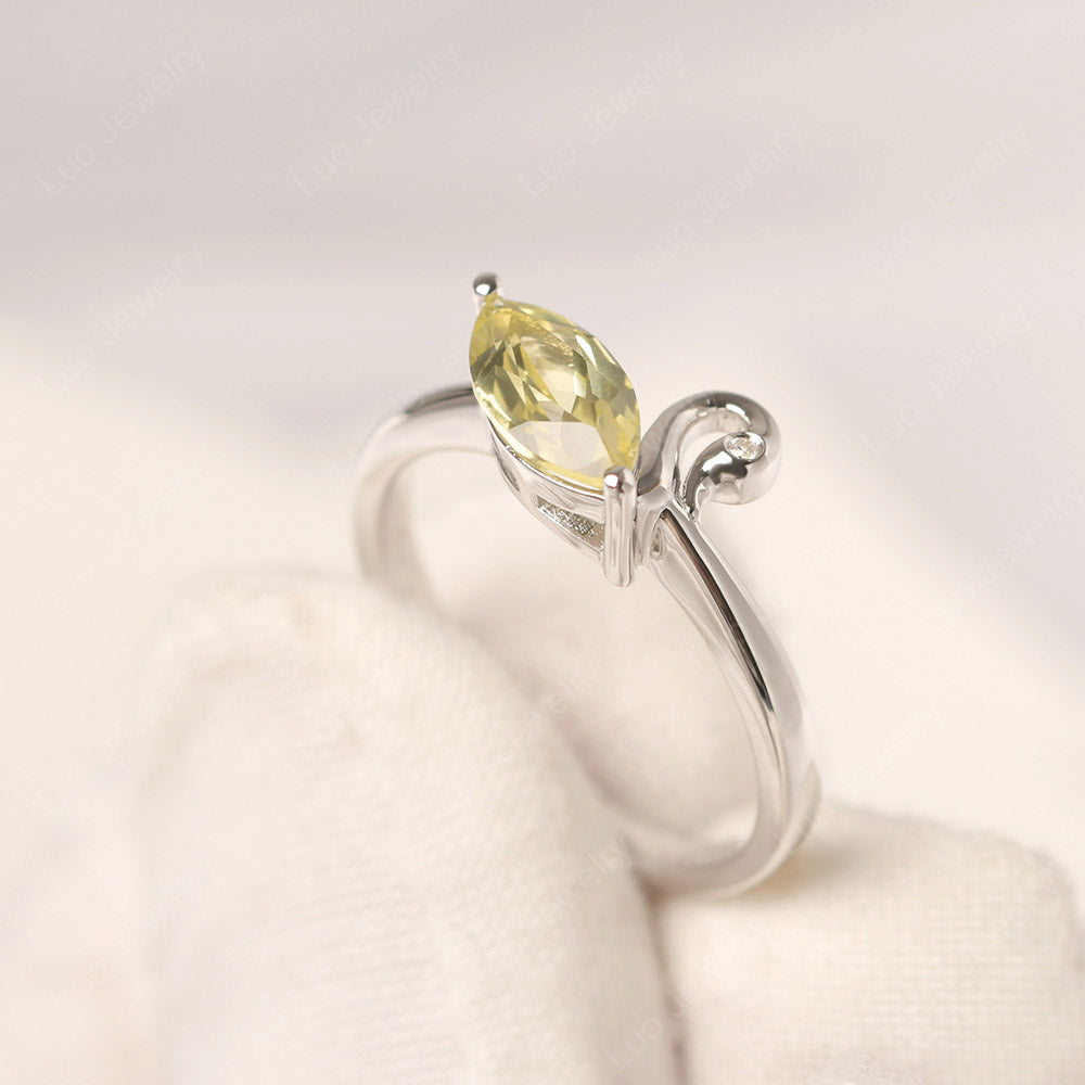 Lemon Quartz Ring Swan Engagement Ring - LUO Jewelry