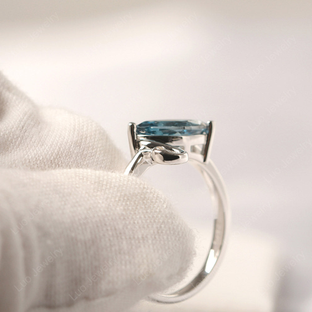 London Blue Topaz Ring Swan Engagement Ring - LUO Jewelry