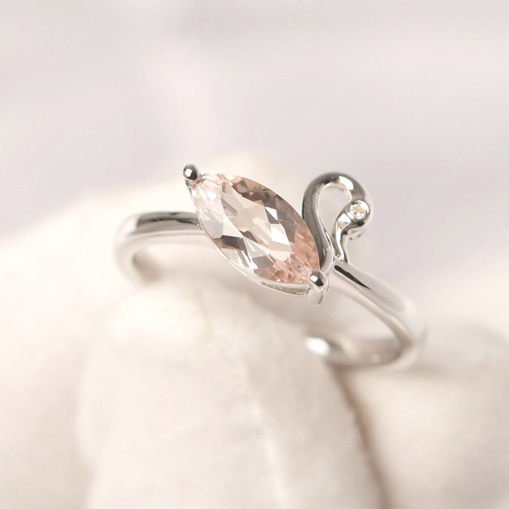 Morganite Ring Swan Engagement Ring - LUO Jewelry