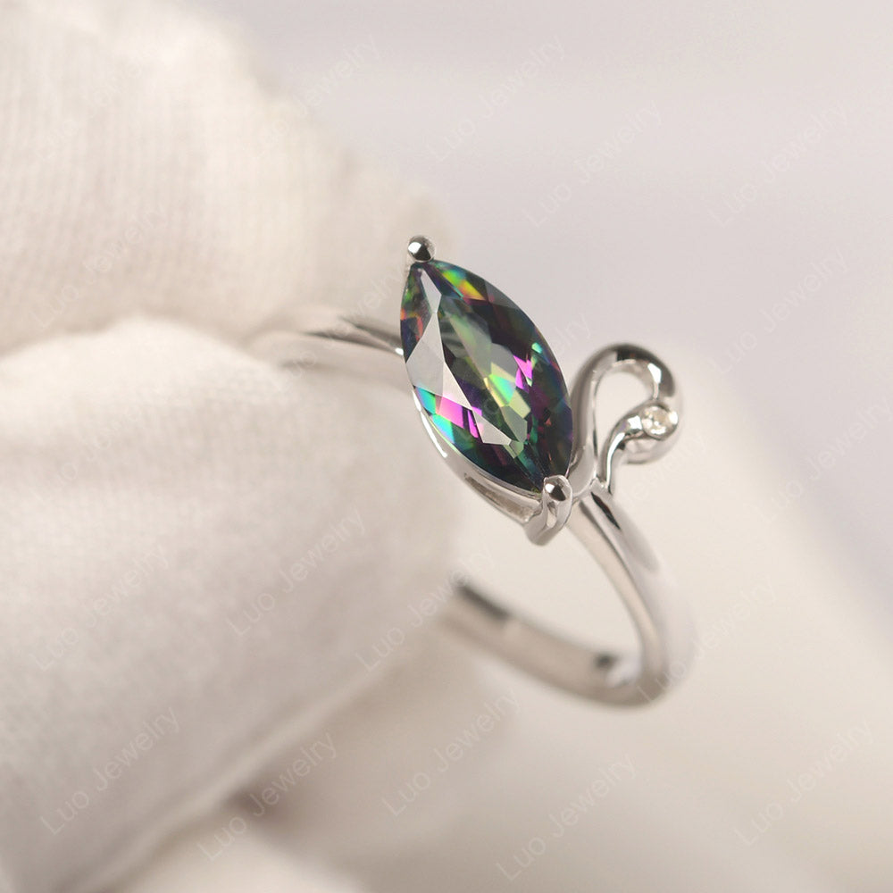 Mystic Topaz Ring Swan Engagement Ring - LUO Jewelry