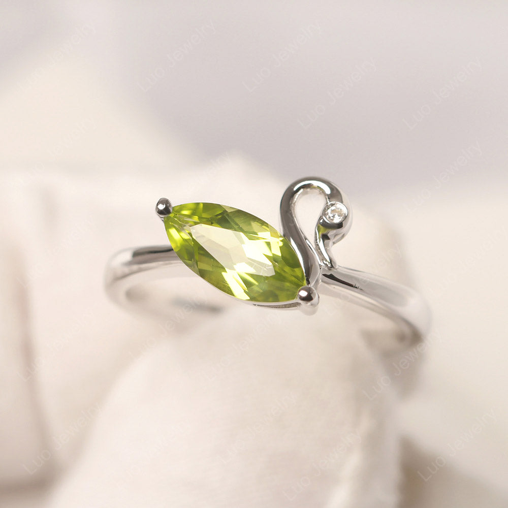 Peridot Ring Swan Engagement Ring - LUO Jewelry