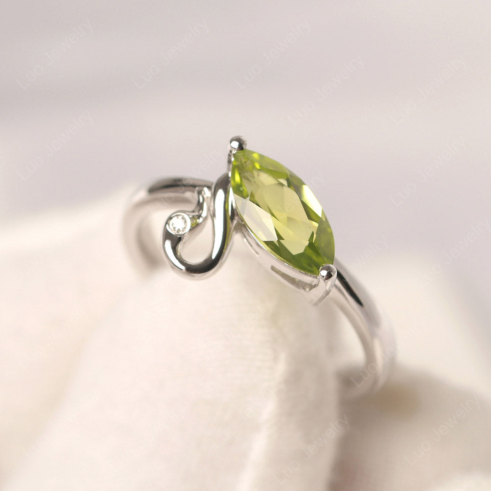 Peridot Ring Swan Engagement Ring - LUO Jewelry