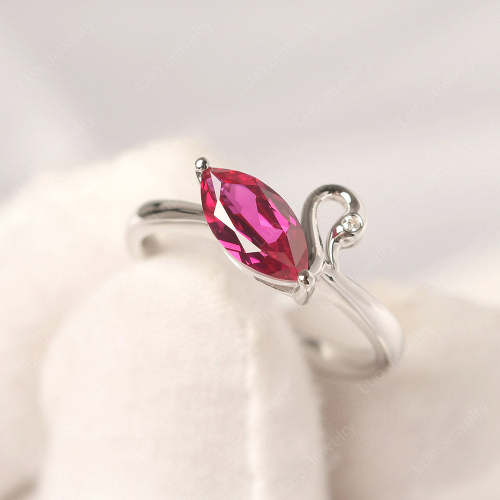 Ruby Ring Swan Engagement Ring - LUO Jewelry