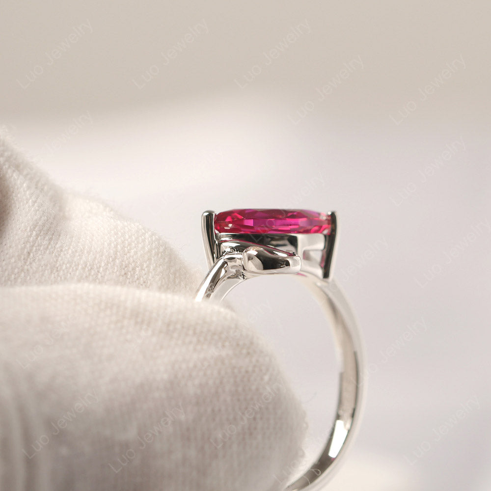 Ruby Ring Swan Engagement Ring - LUO Jewelry