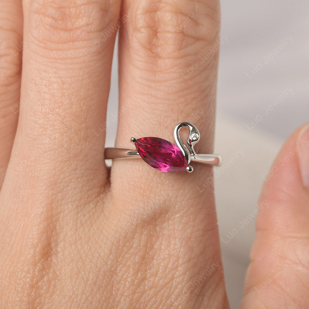 Ruby Ring Swan Engagement Ring - LUO Jewelry