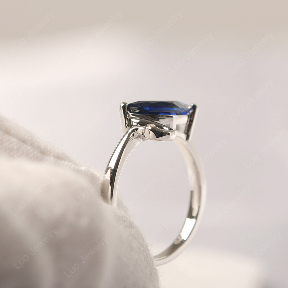 Lab Sapphire Ring Swan Engagement Ring - LUO Jewelry