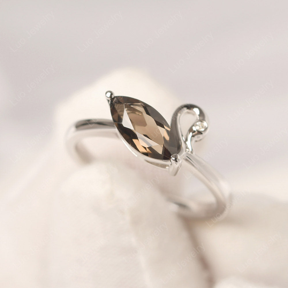 Smoky Quartz  Ring Swan Engagement Ring - LUO Jewelry