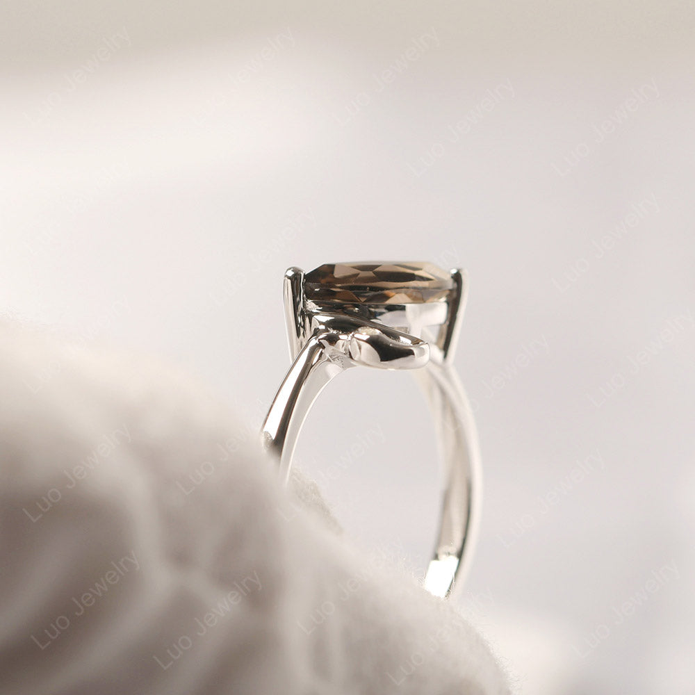 Smoky Quartz  Ring Swan Engagement Ring - LUO Jewelry