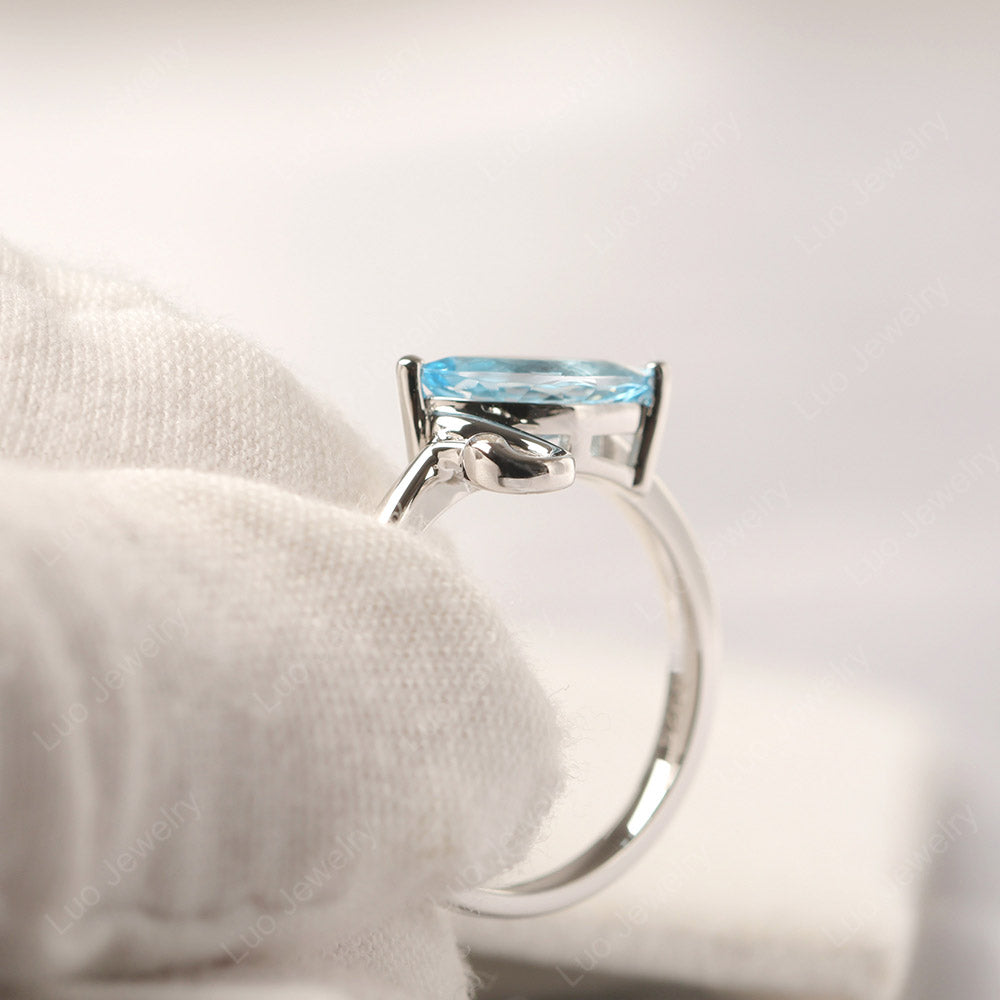 Swiss Blue Topaz Ring Swan Engagement Ring - LUO Jewelry