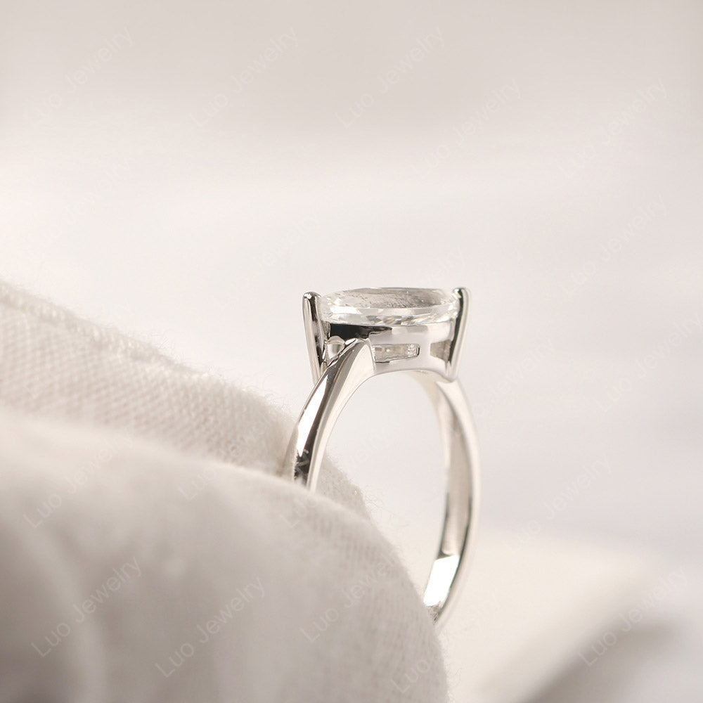 White Topaz Ring Swan Engagement Ring - LUO Jewelry