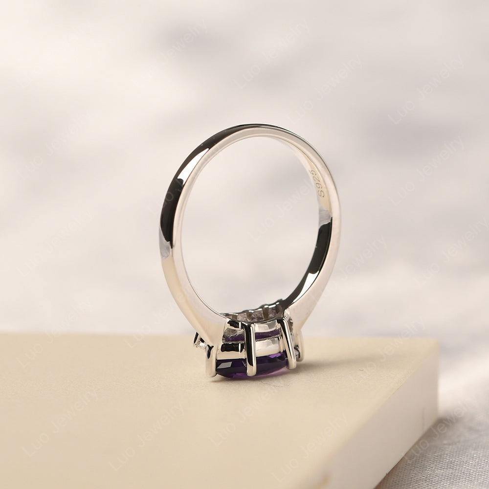 Horizontal Marquise Amethyst Ring White Gold - LUO Jewelry