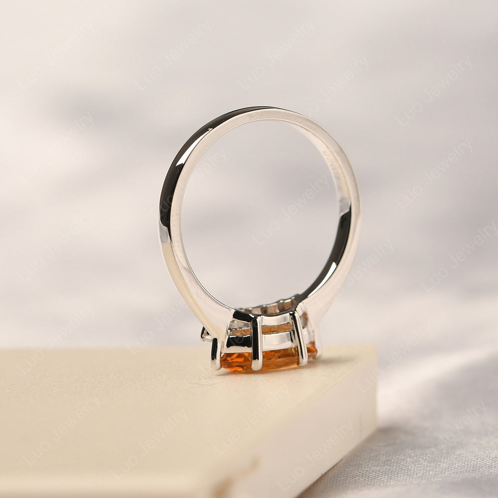 Horizontal Marquise Citrine Ring White Gold - LUO Jewelry