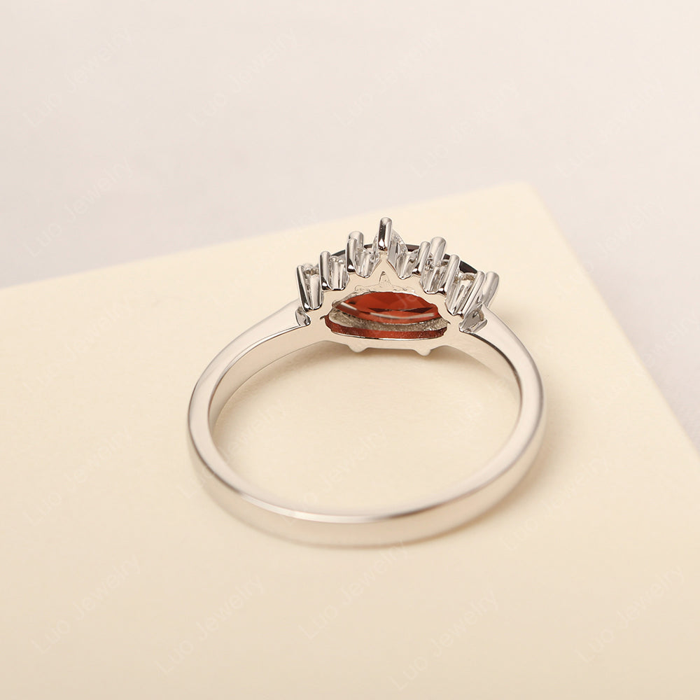 Horizontal Marquise Garnet Ring White Gold - LUO Jewelry