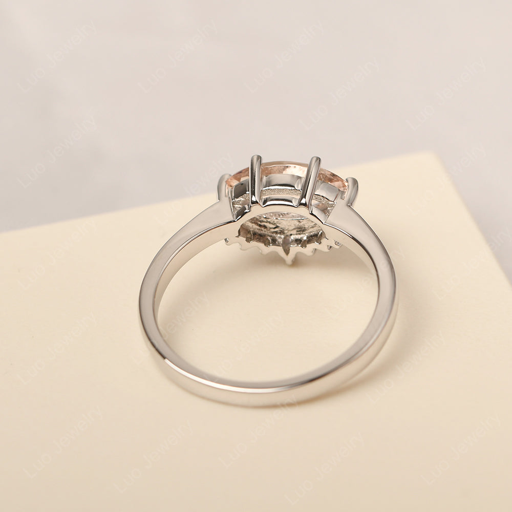 Horizontal Marquise Morganite Ring White Gold - LUO Jewelry