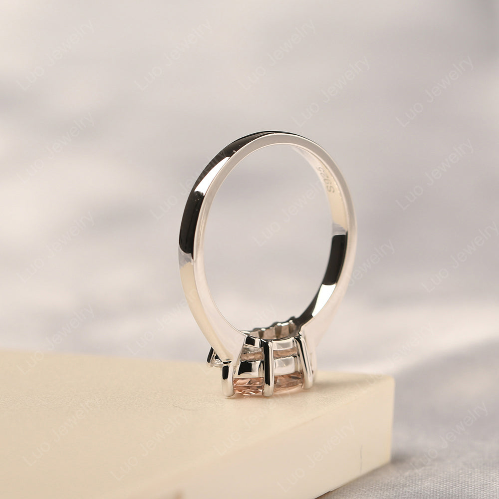 Horizontal Marquise Morganite Ring White Gold - LUO Jewelry