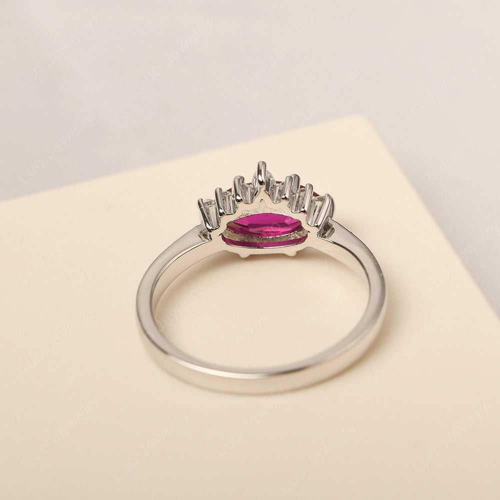 Horizontal Marquise Ruby Ring White Gold - LUO Jewelry