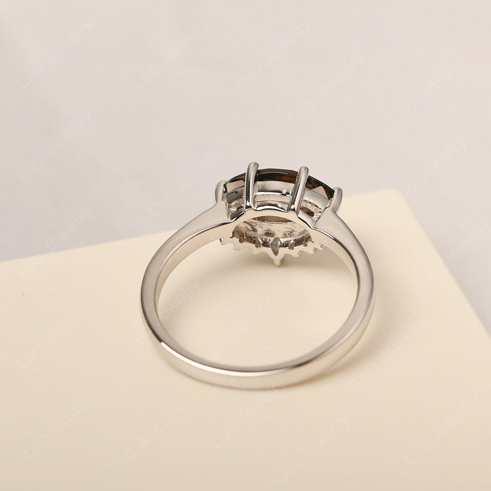 Horizontal Marquise Smoky Quartz  Ring White Gold - LUO Jewelry