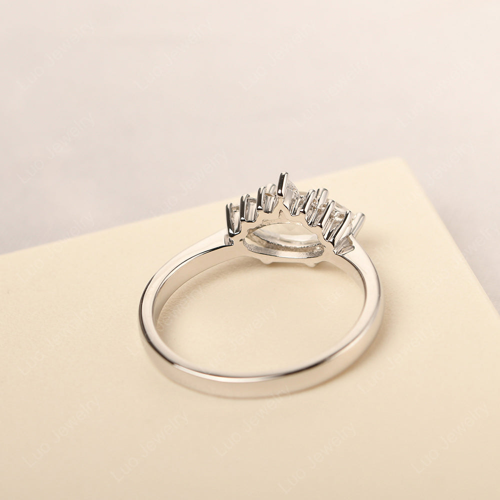 Horizontal Marquise White Topaz Ring White Gold - LUO Jewelry