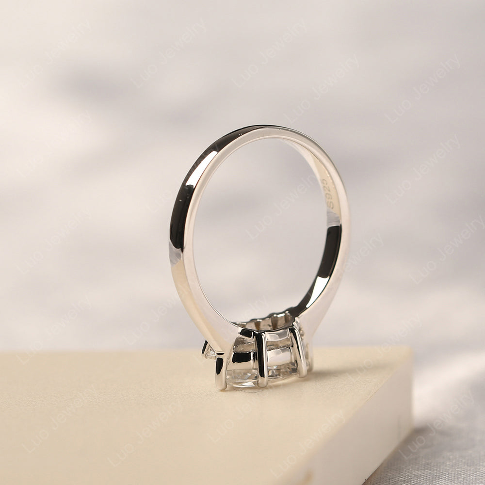 Horizontal Marquise White Topaz Ring White Gold - LUO Jewelry