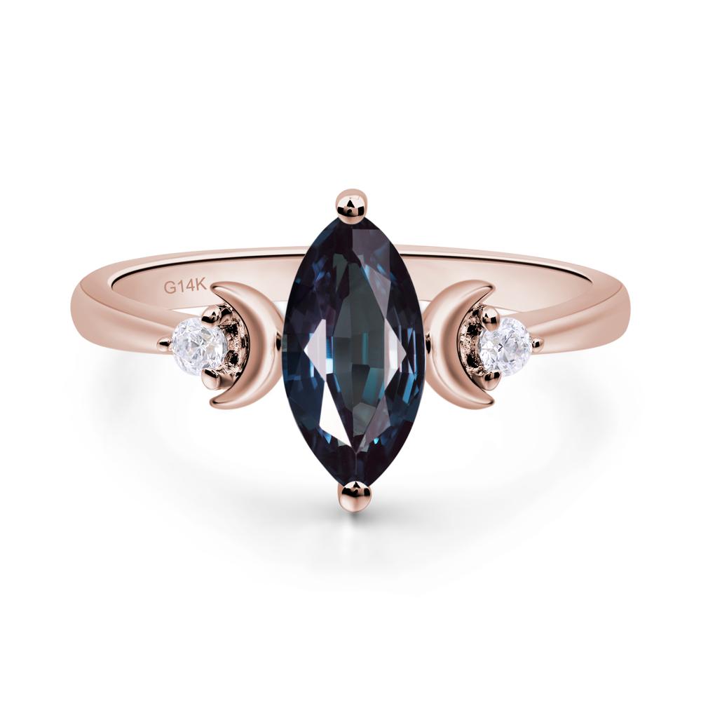 Moon Inspired Lab Alexandrite Engagement Ring - LUO Jewelry #metal_14k rose gold