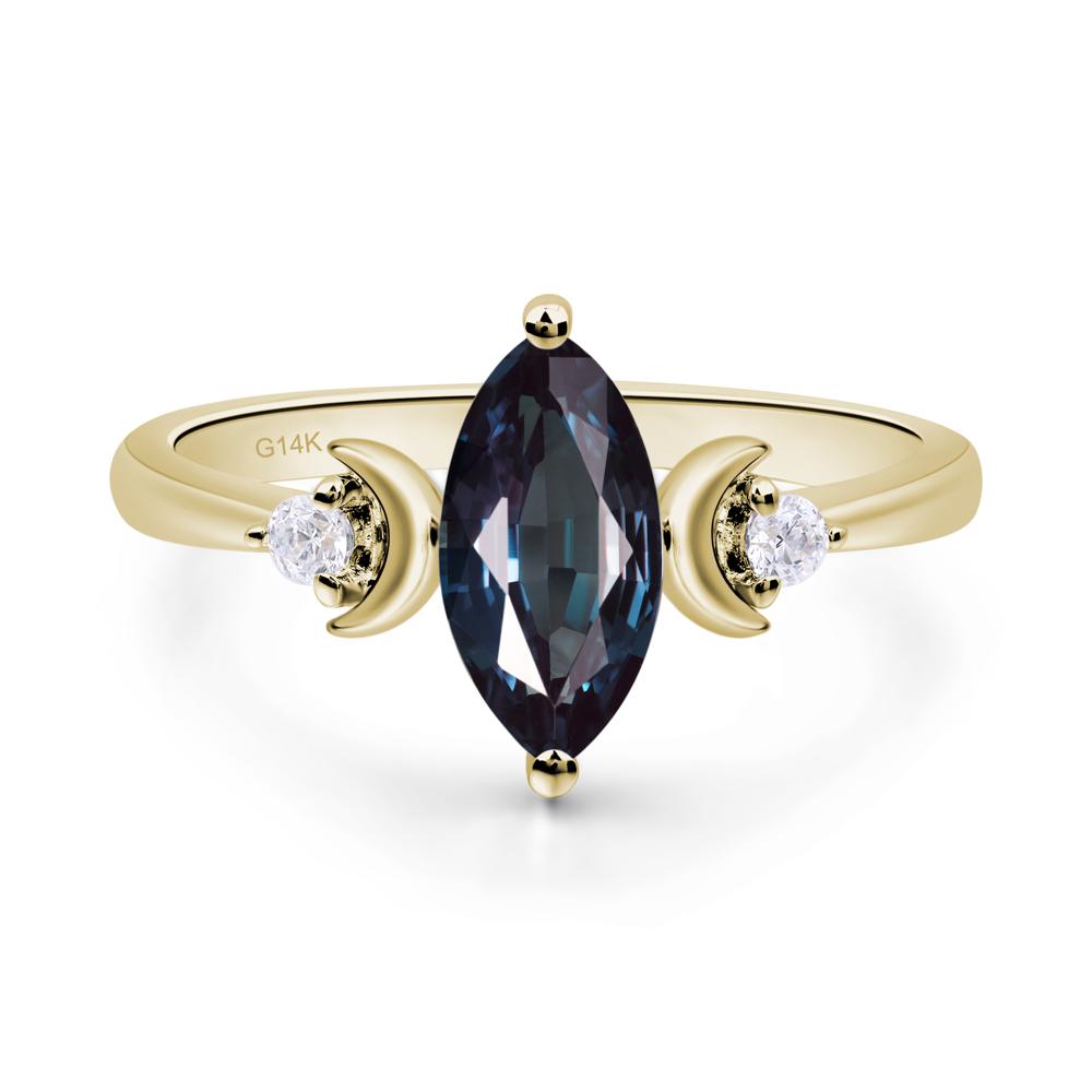 Moon Inspired Lab Alexandrite Engagement Ring - LUO Jewelry #metal_14k yellow gold