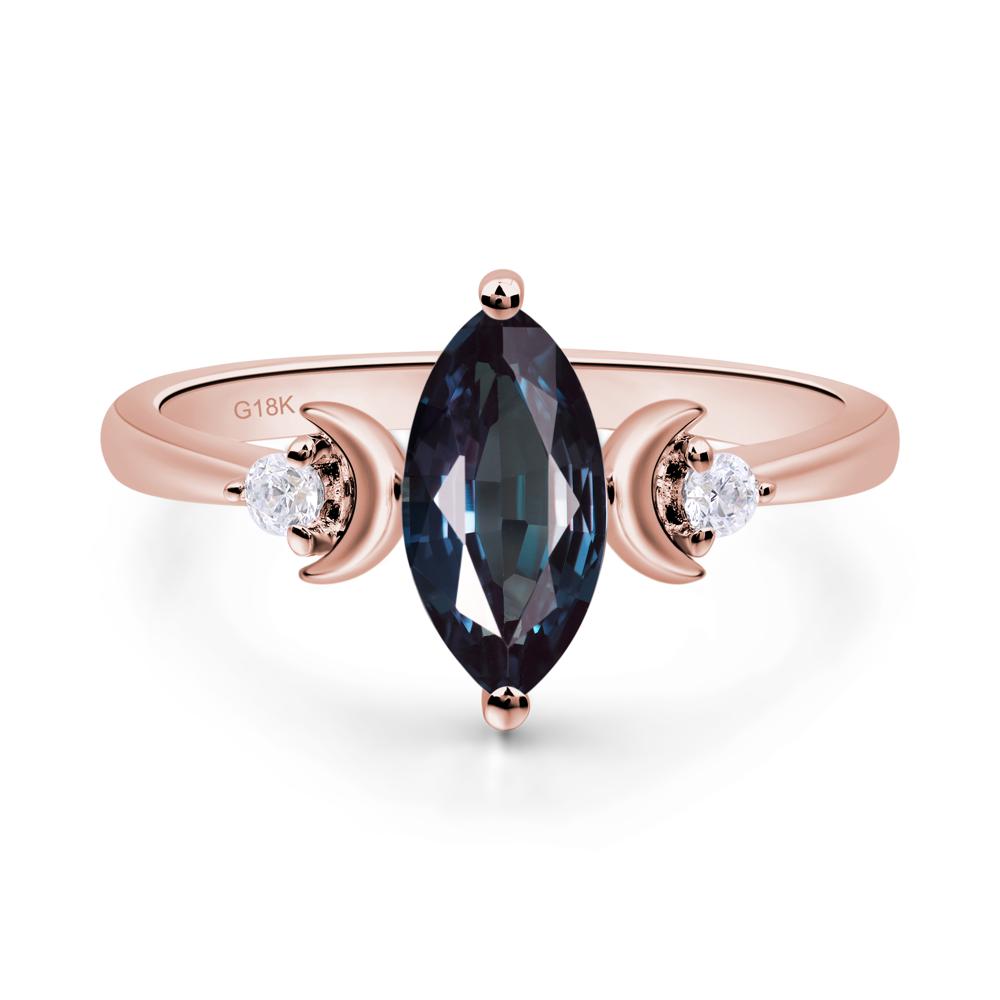 Moon Inspired Lab Alexandrite Engagement Ring - LUO Jewelry #metal_18k rose gold