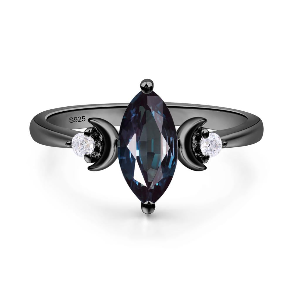 Moon Inspired Lab Alexandrite Engagement Ring - LUO Jewelry #metal_black finish sterling silver