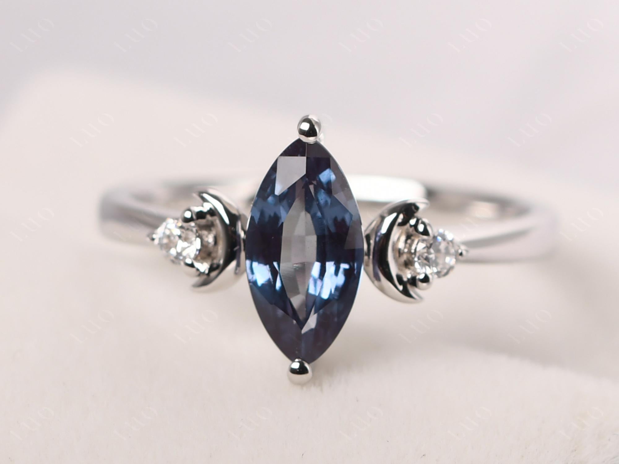 Moon Inspired Lab Alexandrite Engagement Ring - LUO Jewelry