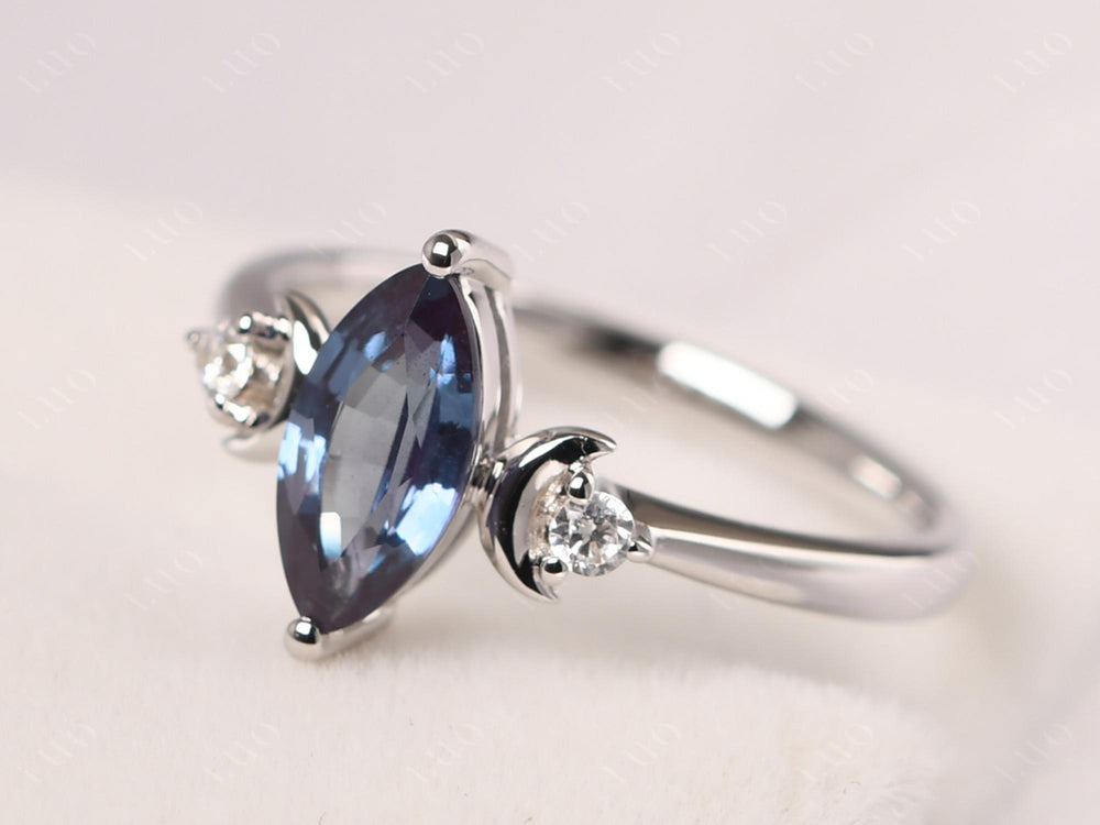 Marquise Cut Alexandrite Moon Ring - LUO Jewelry