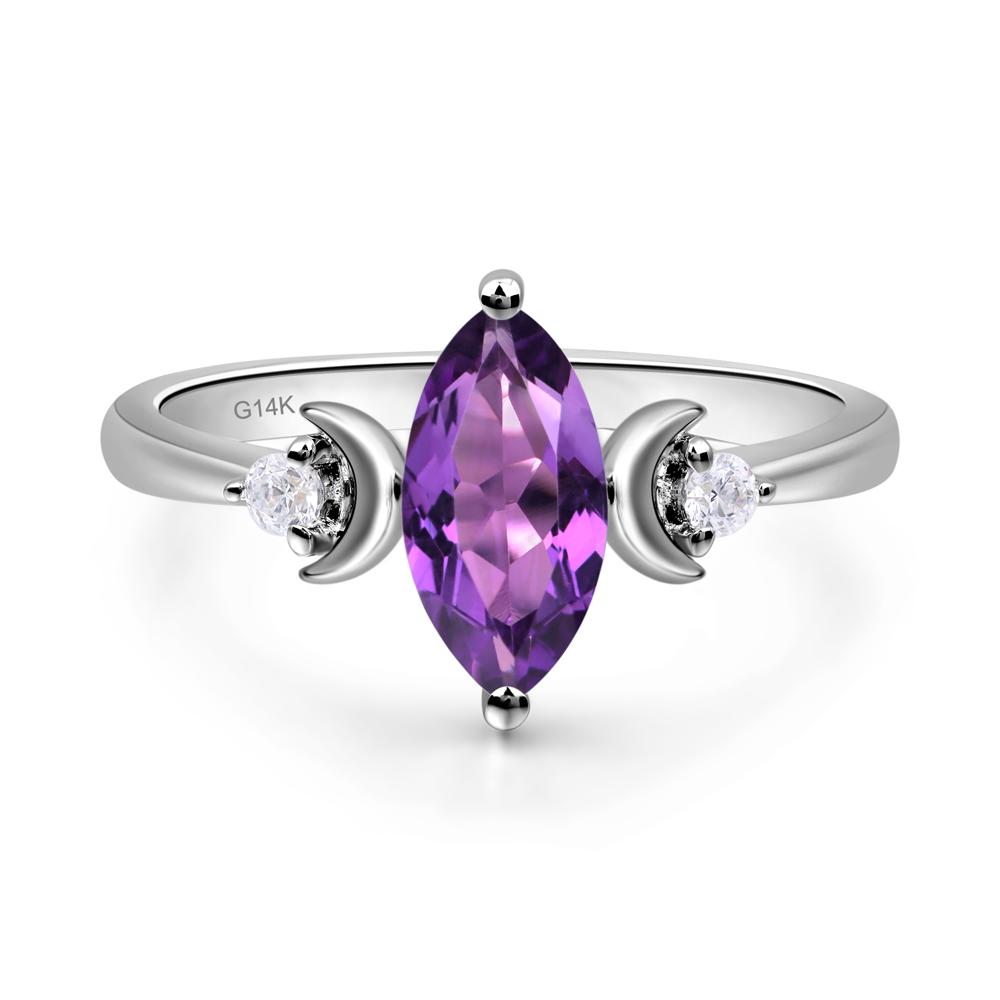 Moon Inspired Amethyst Engagement Ring - LUO Jewelry #metal_14k white gold