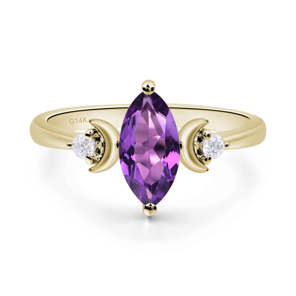Moon Inspired Amethyst Engagement Ring - LUO Jewelry #metal_14k yellow gold