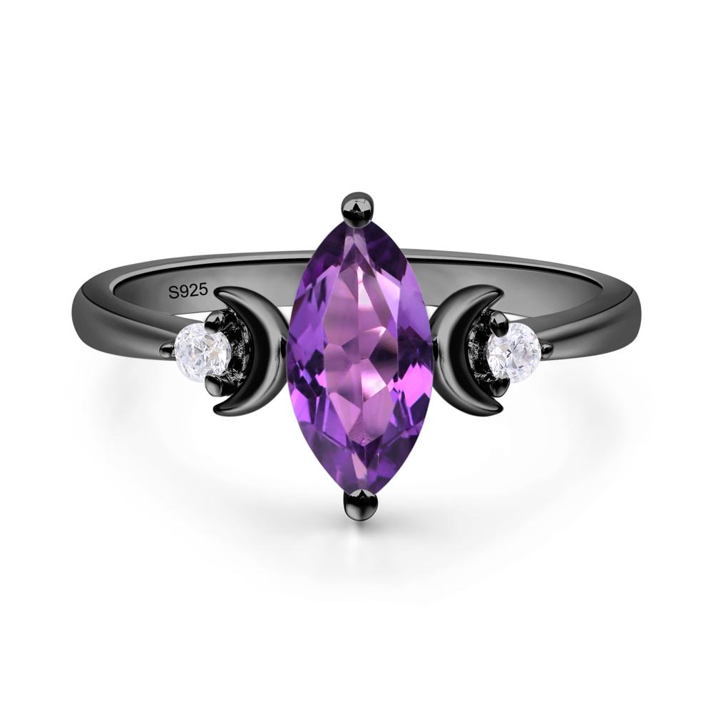Moon Inspired Amethyst Engagement Ring - LUO Jewelry #metal_black finish sterling silver