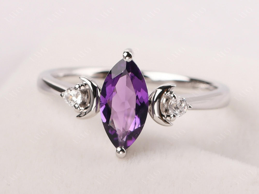 Marquise Cut Amethyst Moon Ring - LUO Jewelry
