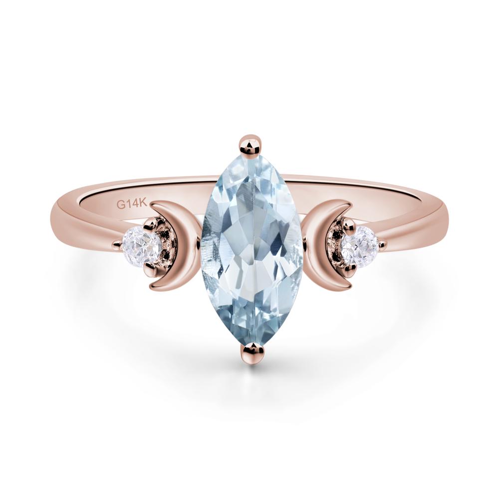 Moon Inspired Aquamarine Engagement Ring - LUO Jewelry #metal_14k rose gold