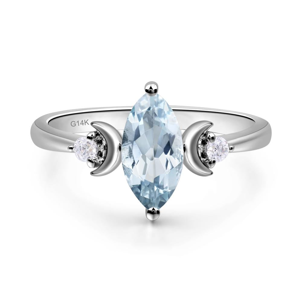 Moon Inspired Aquamarine Engagement Ring - LUO Jewelry #metal_14k white gold