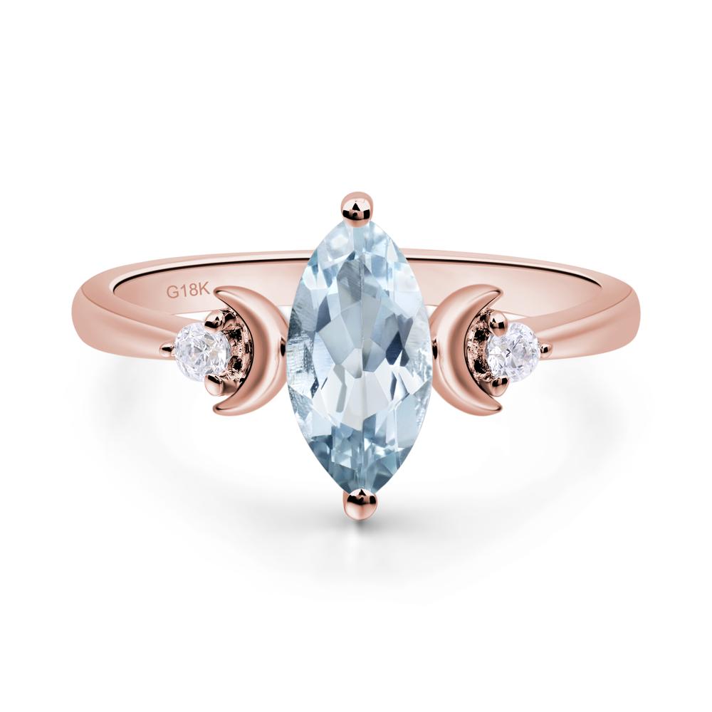 Moon Inspired Aquamarine Engagement Ring - LUO Jewelry #metal_18k rose gold