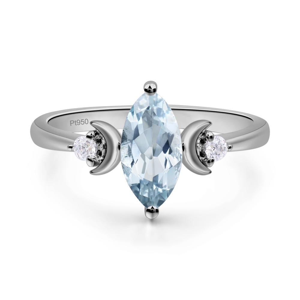 Moon Inspired Aquamarine Engagement Ring - LUO Jewelry #metal_platinum