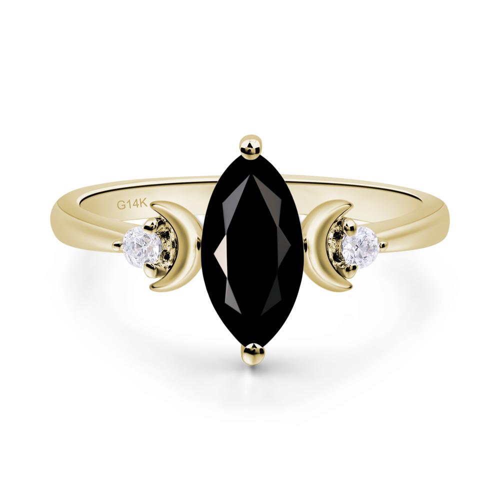 Moon Inspired Black Stone Engagement Ring - LUO Jewelry #metal_14k yellow gold