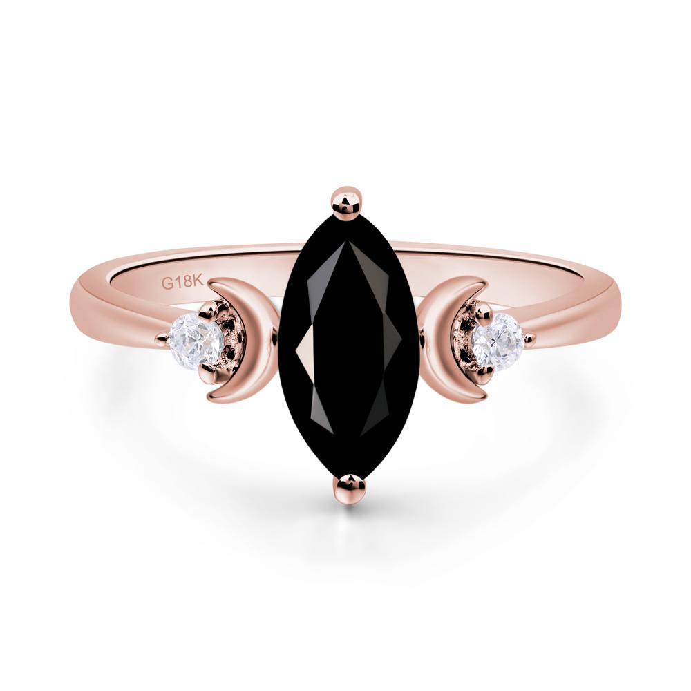 Moon Inspired Black Stone Engagement Ring - LUO Jewelry #metal_18k rose gold
