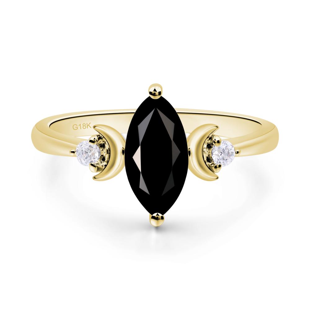 Moon Inspired Black Stone Engagement Ring - LUO Jewelry #metal_18k yellow gold