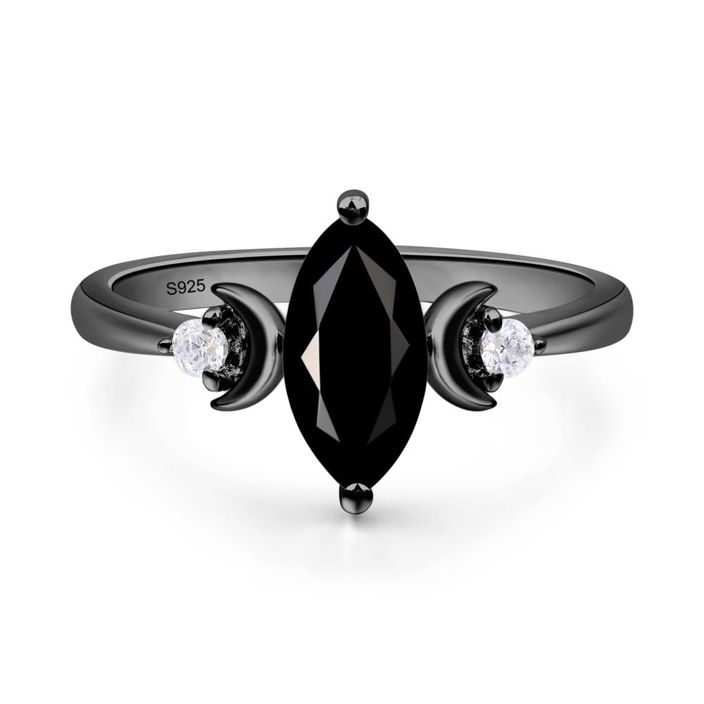Moon Inspired Black Stone Engagement Ring - LUO Jewelry #metal_black finish sterling silver
