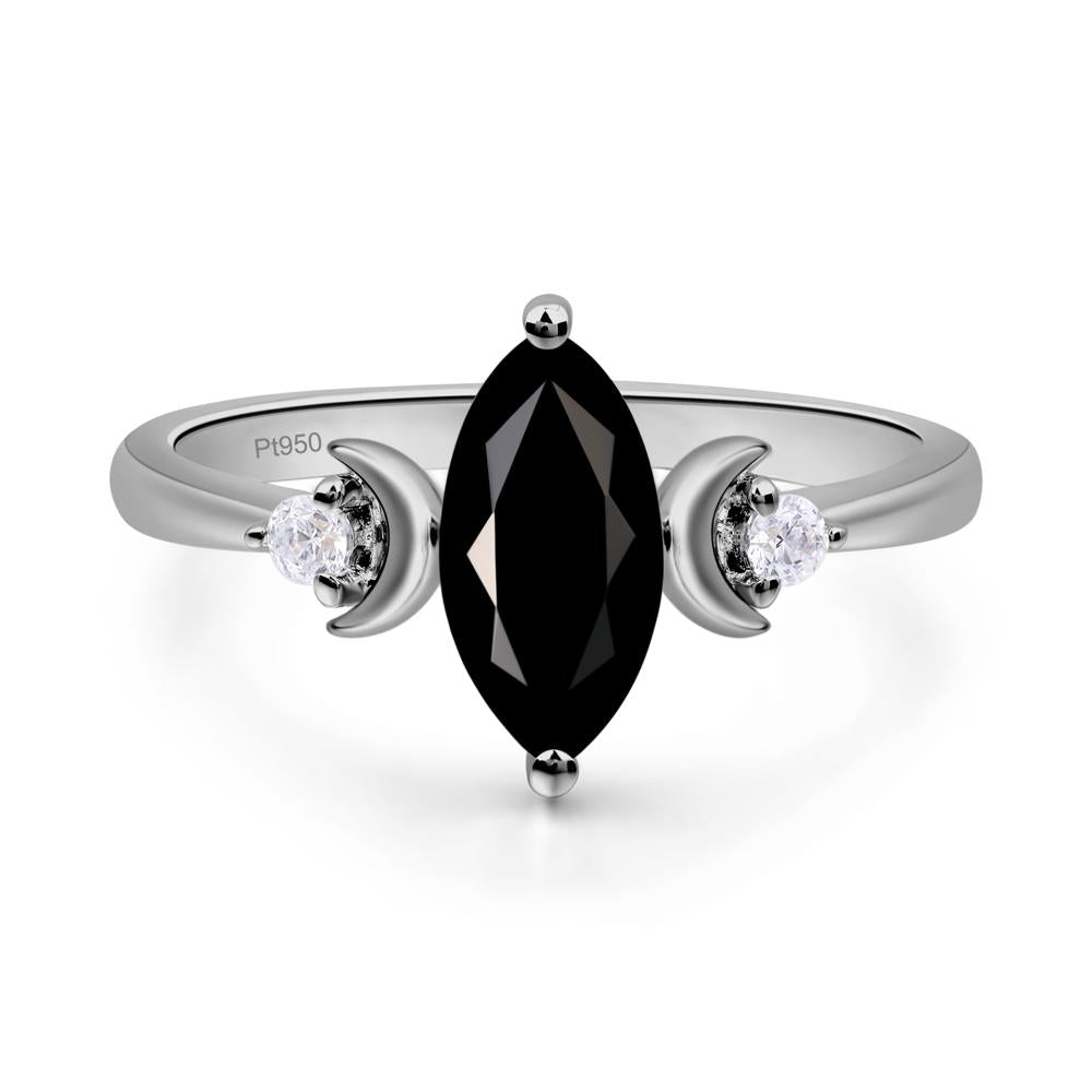 Moon Inspired Black Stone Engagement Ring - LUO Jewelry #metal_platinum