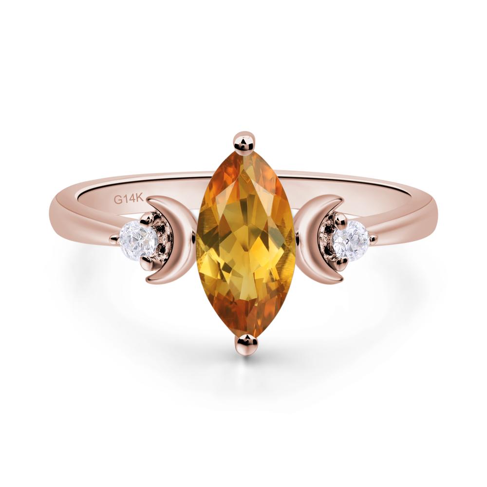 Moon Inspired Citrine Engagement Ring - LUO Jewelry #metal_14k rose gold