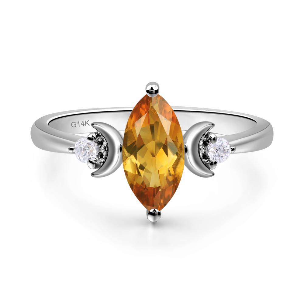 Moon Inspired Citrine Engagement Ring - LUO Jewelry #metal_14k white gold