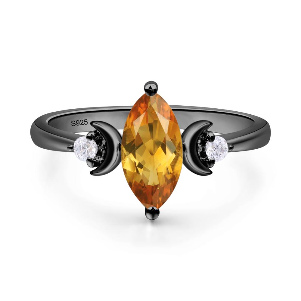 Moon Inspired Citrine Engagement Ring - LUO Jewelry #metal_black finish sterling silver