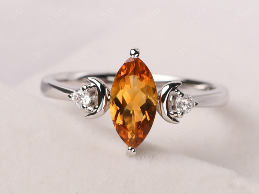 Marquise Cut Citrine Moon Ring - LUO Jewelry
