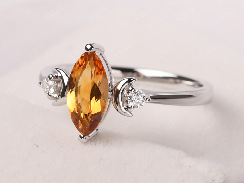 Marquise Cut Citrine Moon Ring - LUO Jewelry